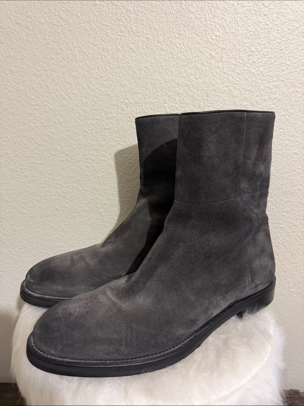 Vince Men's Leather Suede Chelsea Mid-Calf Boots - Charcoal